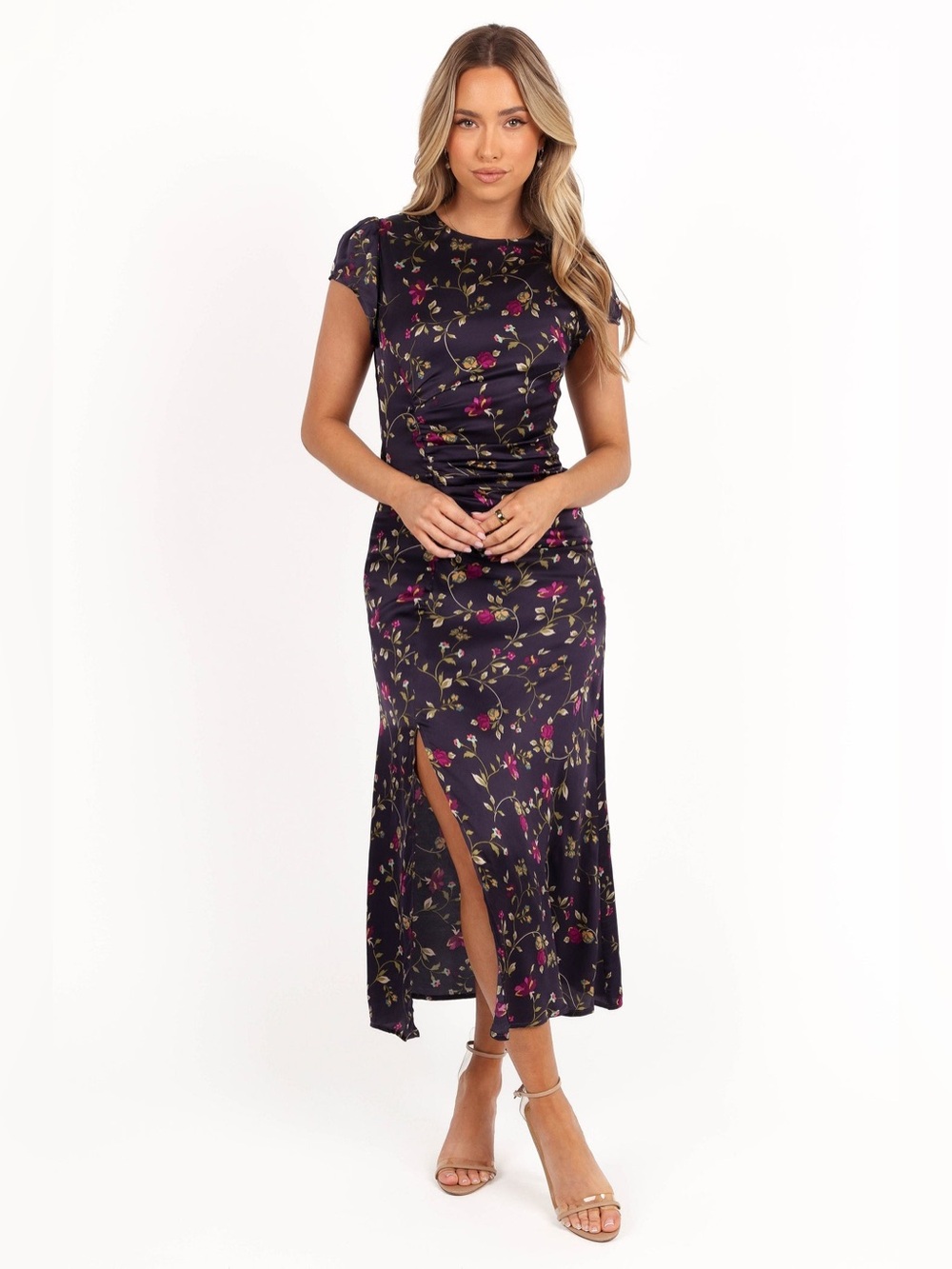 Petal & Pup Lisbeth Midi Dress Size Medium Floral Purple